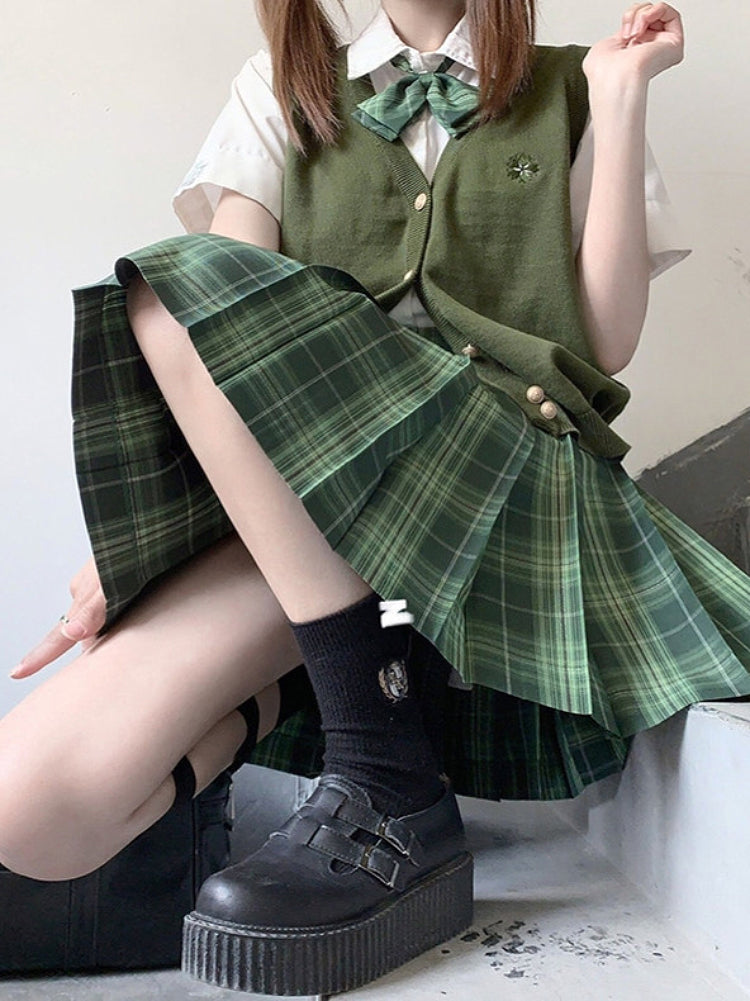 Emerald Silver Tinsel JK Uniform Skirts-ntbhshop