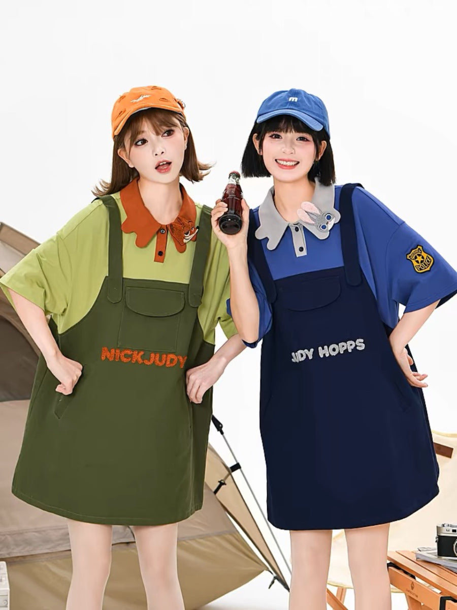 Judy & Nick Faux Two-Piece Loose Dresses-ntbhshop