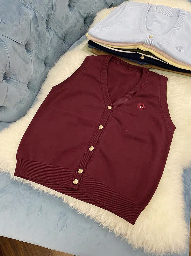 Sakura Dream JK Uniform V Neck Knit Vests-ntbhshop