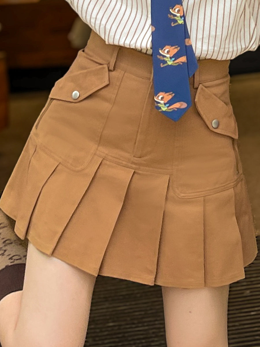 Retro Revival High Waist Pleated Skirt-ntbhshop