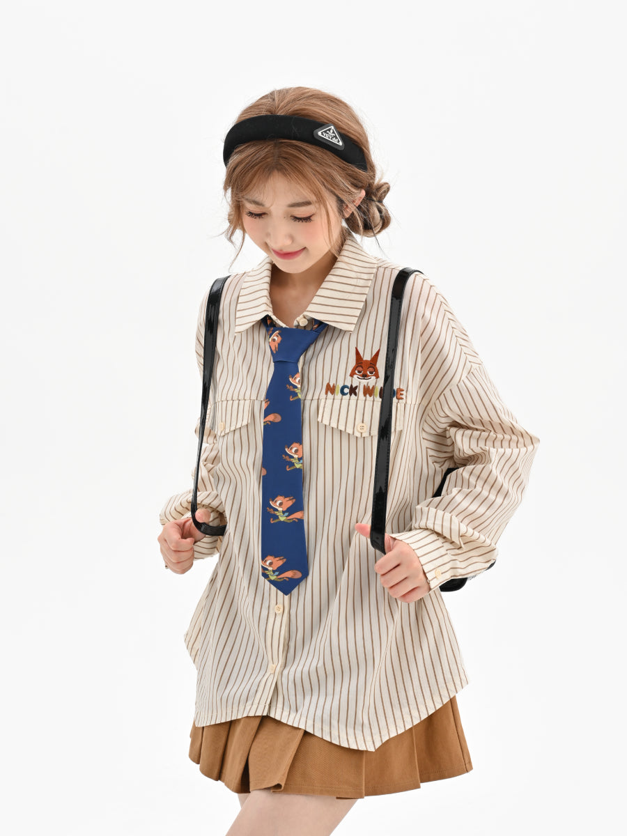 Nick Retro Vibe Stripe Shirt with Tie-ntbhshop