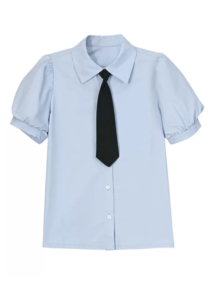 Academic Core Short Sleeve Shirt with Tie-ntbhshop