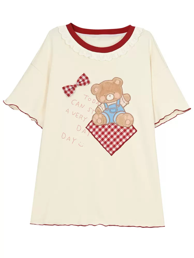 Little Bear Doll Round Neck Loose Tee-ntbhshop